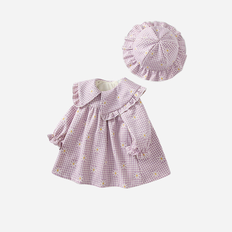 Kids' dresses:  autumn new collection - country style girls' dress, violet chrysanthemum princess dress, first birthday dress for girls