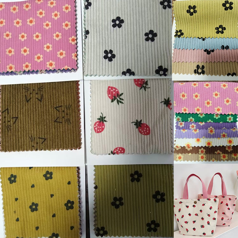 All-polyester 8-pit corduroy printed fabric, luggage, sofa, handbag, throw pillow, home textile 8 corduroy fabrics