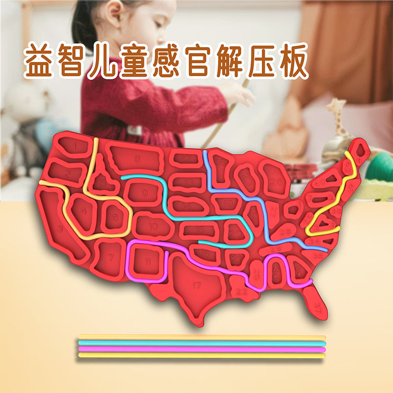 Cross-border Sensory Activity Board Silicone Decompression Toy Educational Children's Sensory Activity Decompression Board