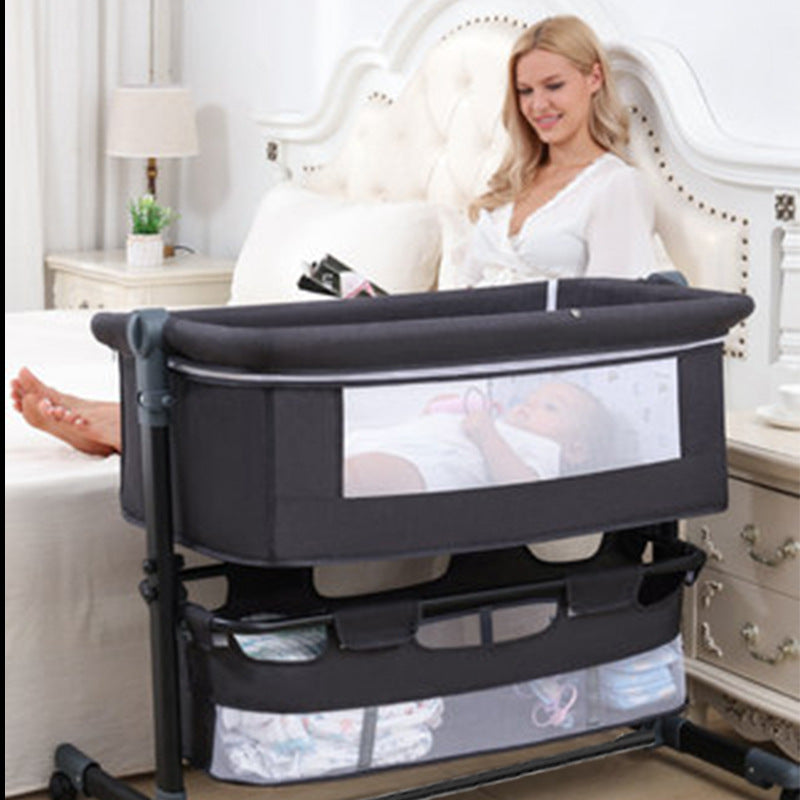 Baby crib newborn bed splicing large bed baby rocking bed bb children's bed cradle bed multifunctional movable foldable