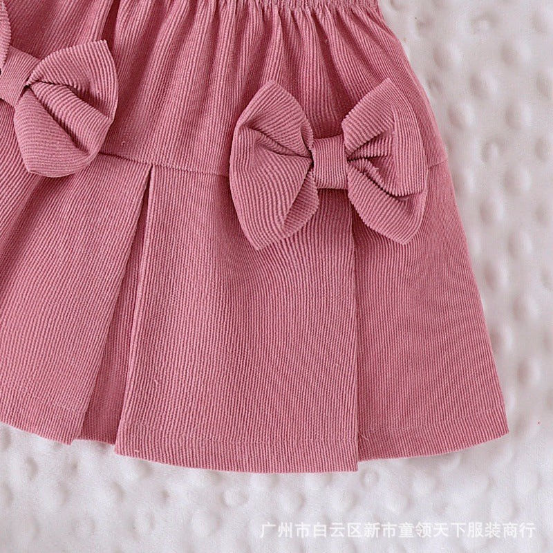 Children's clothingnew girl sweatshirt hearttops+pink bell bottoms two-piece set