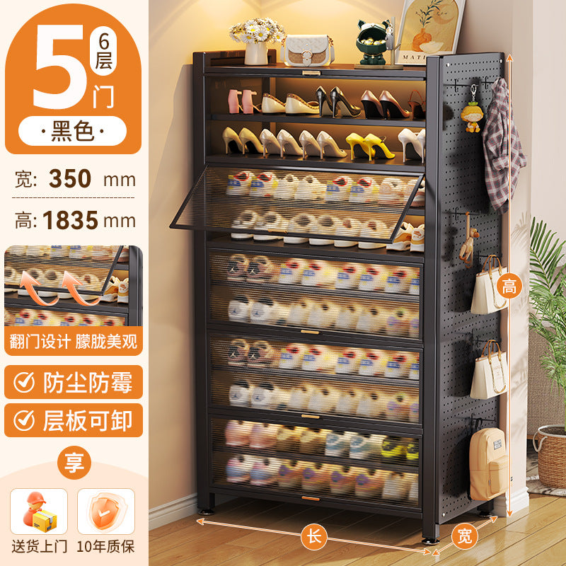 Steel shoe cabinet for homemulti-layer dustproof shoe rack door entrance entrance floor-to-ceiling wall all-in-one storage rack storage rack