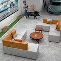 Office reception nappa leather sofa minimalist creative corner sofa waiting area sofa coffee table set