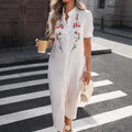 Amazon independent station exportsummernew arrival european and american clothing white cross-border short-sleeved embroidereddress