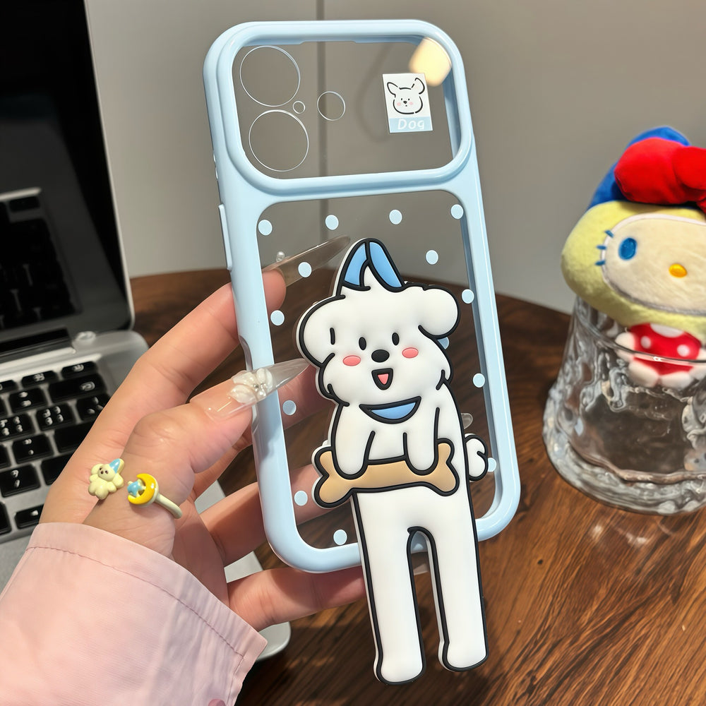 Suitable for iphone 17 pro, starry sky case, coffee cat cartoon, long-legged eagle rabbit stand, iphone 16 phone case