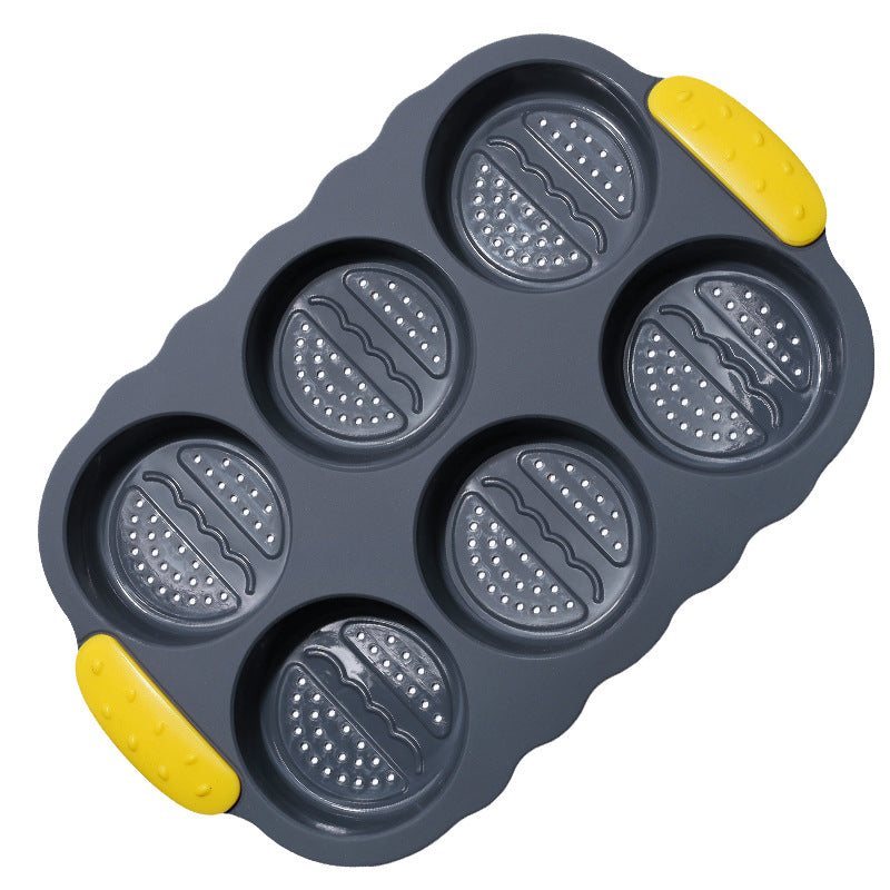 amazon silicone burger mold 6-piece enlarged handle bread mold kitchen baking tool non-stick baking pan