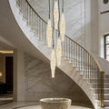 Villa high-ceiling living room lamp duplex staircase all-copper marble chandelier casual bedroom bedside lamp spanish marble
