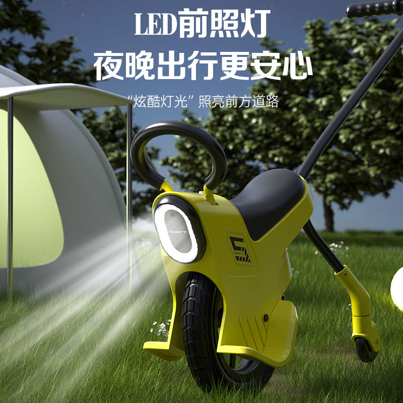 Parent-child unicycle outdoor baby walking artifact light cart trolley toy cart children's cart portable three-wheeled off-road