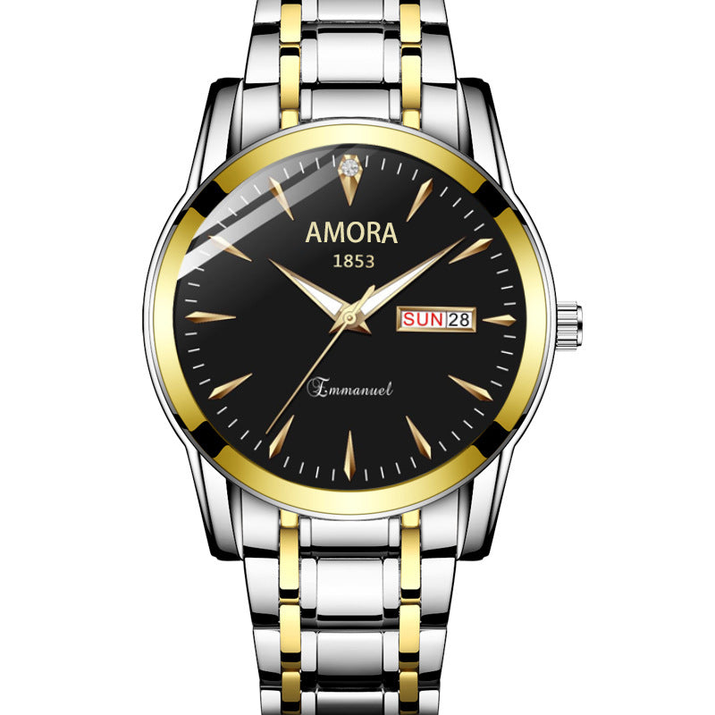 Wholesale amora men's watch - business casual luminous dual calendar non-mechanical casual wristwatch - cross-border waterproof