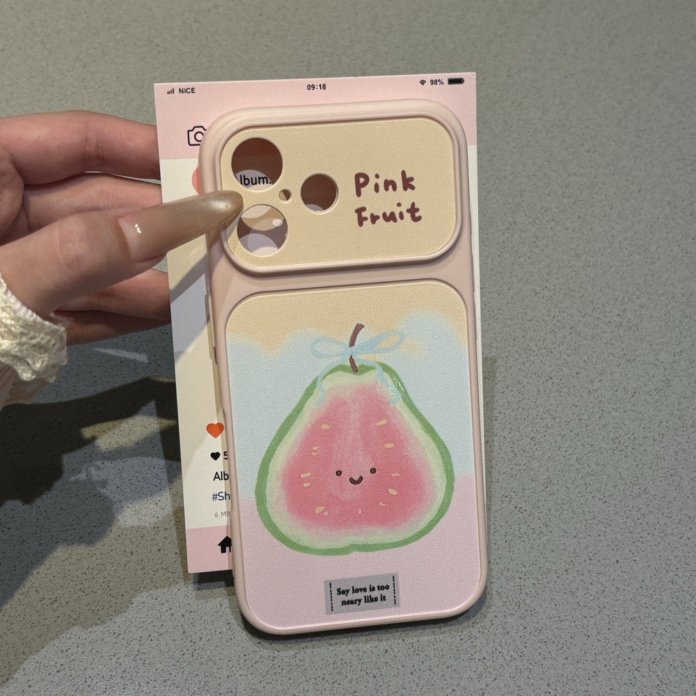 Suitable for apple 17promax mobile phone case, contrasting color large window, fresh cartoon fruit iphone18 anti-fall soft case