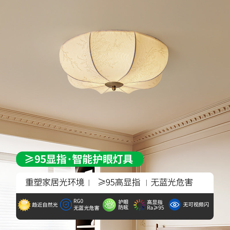 Huiyuan bedroom light French retro new modern simple fabric lighting master bedroom room ceiling light E
