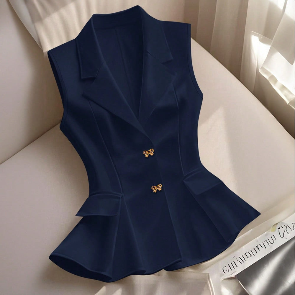 Amazon fashion cross-border women's sleeveless waist ruffles hem elegant work clothing vest