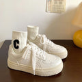 Student height increasing casual sports sneakers 2026 spring/autumn new versatile niche design chunky sole white sneakers for women