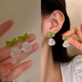Small fresh green earrings for women niche stylesense of designcasual earrings classy sense tea series early spring earrings wholesale