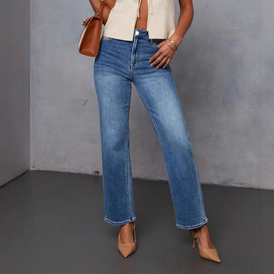 Xintang denim capital stretch jeans women's new arrivalexportelegantwork clothingstraight-leg pants washed monkey jeans
