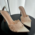 Pointed toe stiletto lace-up heeled mules - slimming, versatile, and stylish women's sandals for everyday wear