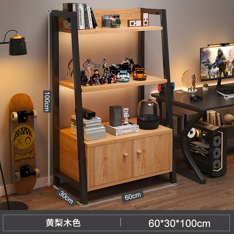 Shelf Floor-to-ceiling storage shelf Multi-layer bookshelf E-sports room Computer table Locker Wrought iron trapezoidal display shelf