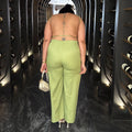 European and american cross-border women's fashion:  autumn new sleeveless slim-fit backless top and wide-leg pants casual set