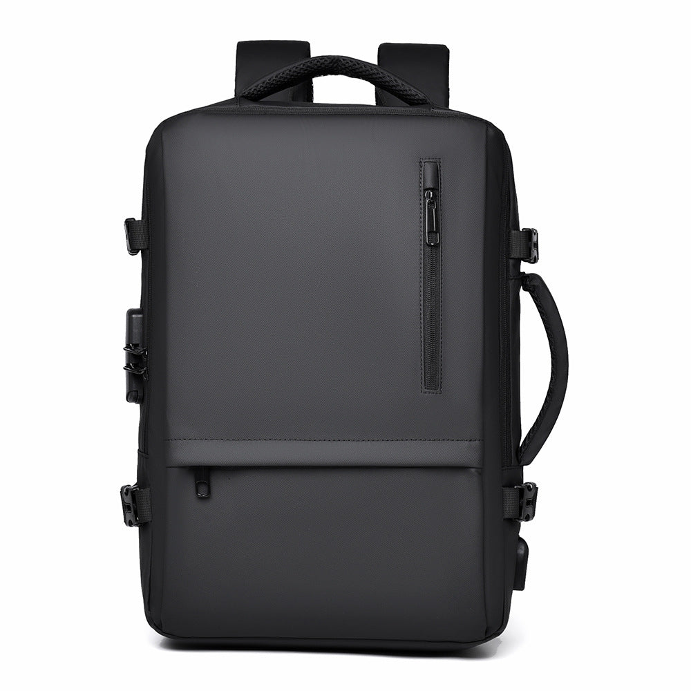 Simple solid color backpack 2025 large capacity expandable business handbag commuting out leisure travel bag