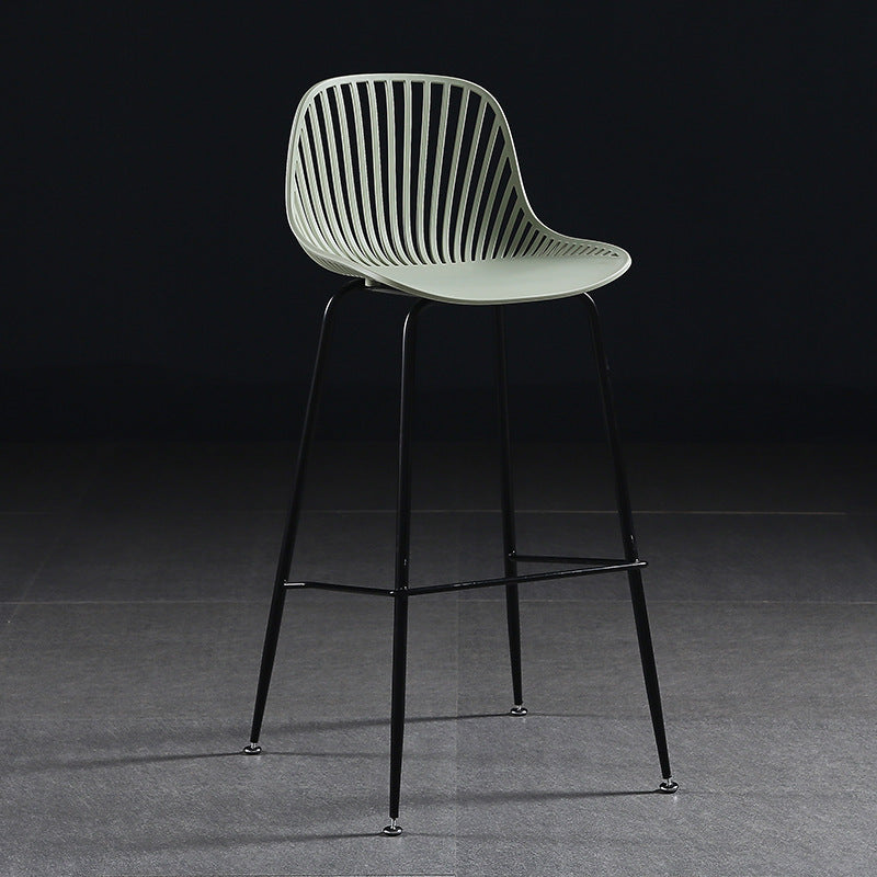 Scandinavian bar chair high stool modern casual plastic bar chair for homepopular back bar stool iron dining chair