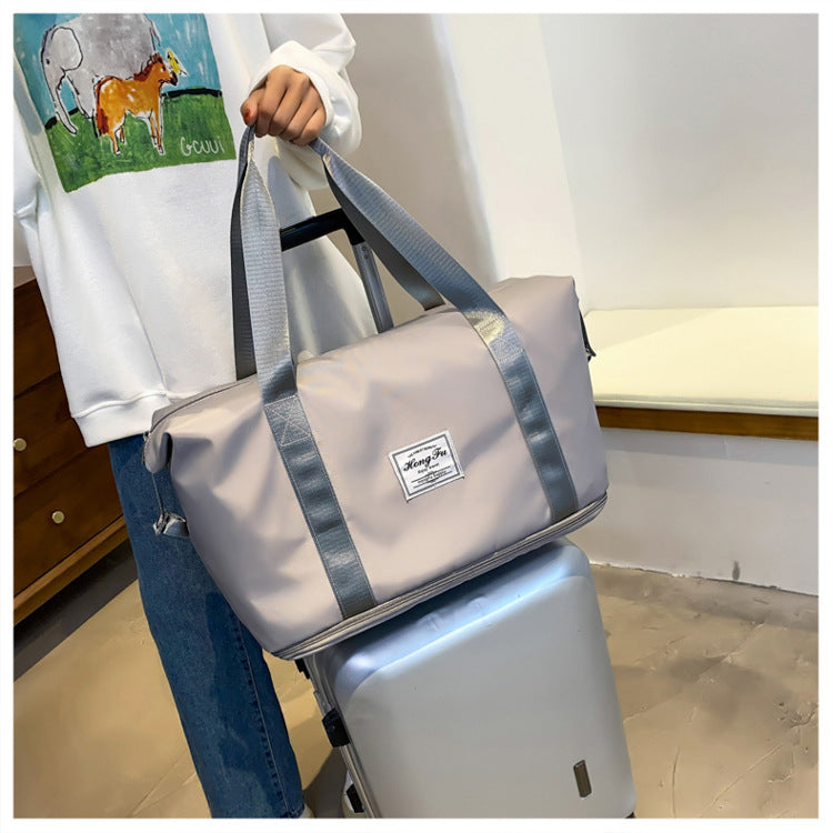 Short-haul travel bag, fashionable anti-splashing luggage bag, checked bag, large-capacity wet and dry separation sports fitness bag, women