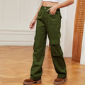 American retro european and american cross-border  new washed semi-elastic multi-pocket denim workwear casual pants for women