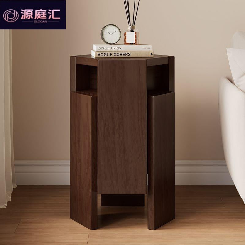 Stackable solid wood stool - modern minimalist hexagon design - lightweight & luxe storage ottoman - perfect for home & dining