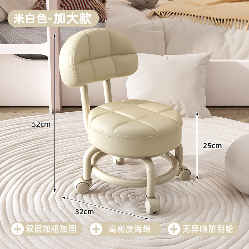 Swivel caster stool, portable shoe-changing stool for doorways, household living room and bedroom rolling stool, low stool with seamless edges, perfect for wiping floors and taking care of kids