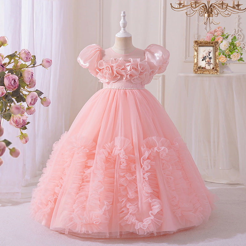 Flower girl dress cross-border export kids wedding dress princess dress longchildren'sdress wholesale evening dress fashion