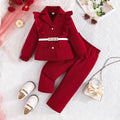 New girls' spring/autumn outfit: korean style ruffle trim blazer and pants two-piece set - trendy kids' fashion