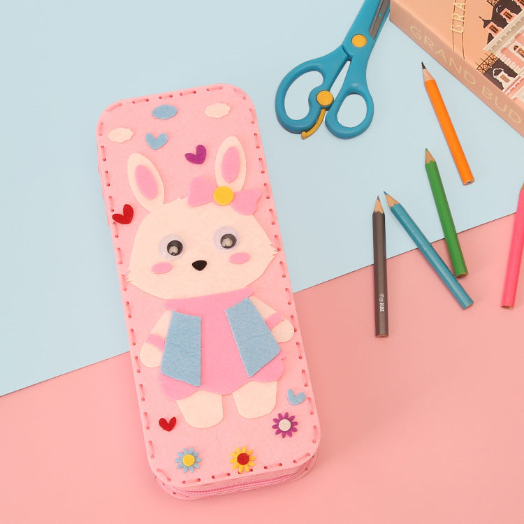 Children's DIY handmade, non-woven cartoon stationery box, pencil case, kindergarten handmade material bag pencil case