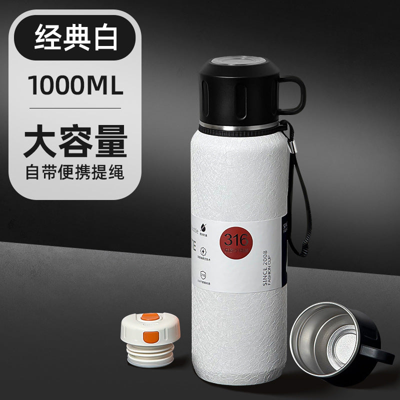316l stainless steel vacuum insulated thermos - all steel construction, large capacity, portable for men's outdoor travel, hiking, and mountaineering