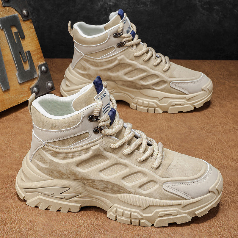 Workwear men's shoes winter non-sliphikingbootsmenthick soleheight increasingdad shoessportscasualhigh top trendy shoes