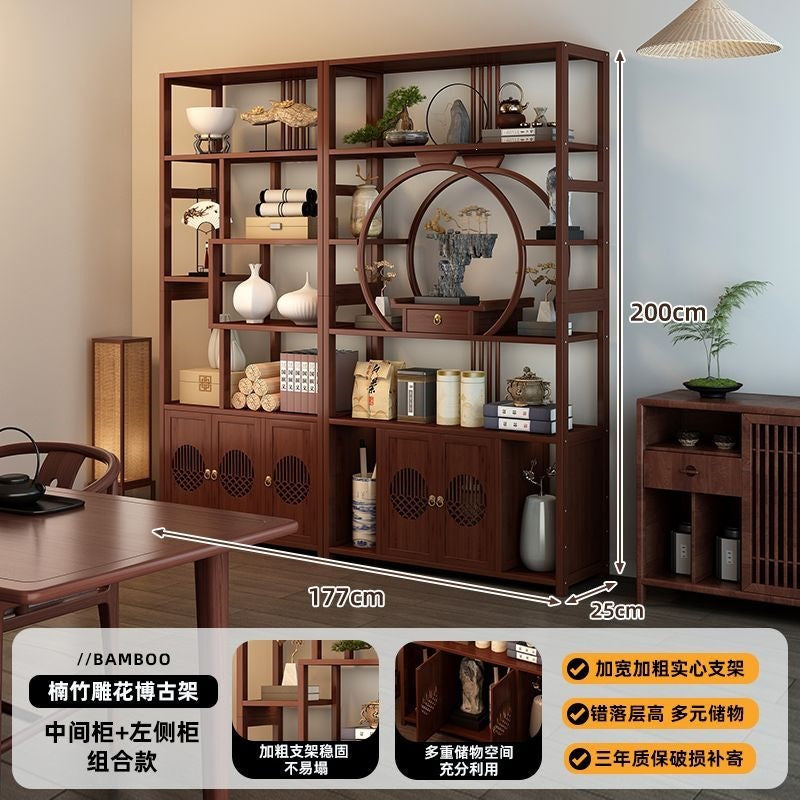 Chinoiserie bogu rack tea set storage rack living room tea display rack duobao pavilion for home tea cabinet purple clay pot display rack