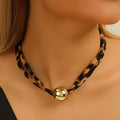 Leopard print necklace wholesale summer european and american cross-border exaggerated metal ball clavicle chain women's niche design choker