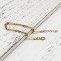 New stainless steel handmade bracelet for men and women, gold-tone oval adjustable metal chain bracelet
