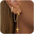 European and american cross-border hot-selling real gold brass electroplated french retro tassel zircon earrings women's high-end set