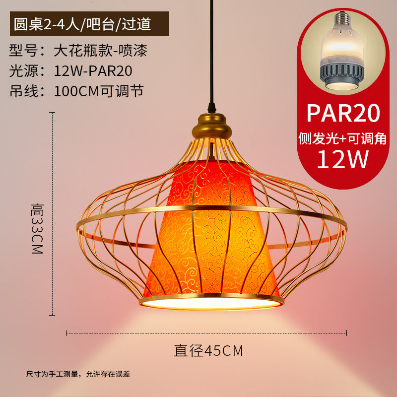 Chinese-style national tide chandelier Chinese-style round lantern lantern fixture Hot pot restaurant restaurant restaurant box booth with spotlight
