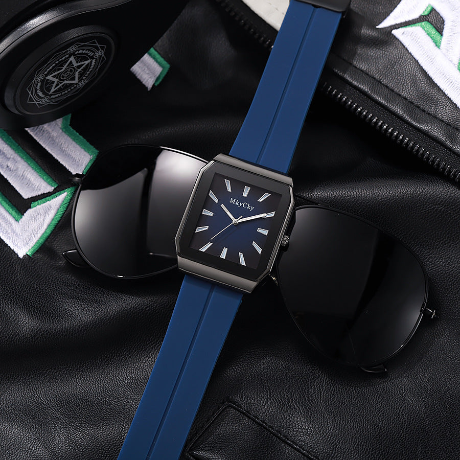 New arrival cross-border hot-selling silicone strap men's watch, foreign trade bestseller, quartz fashion wristwatch, wholesale