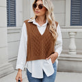 Fashion cross-border export new women's clothing  independent station v-neck loose outer vest vest waistcoat sweater