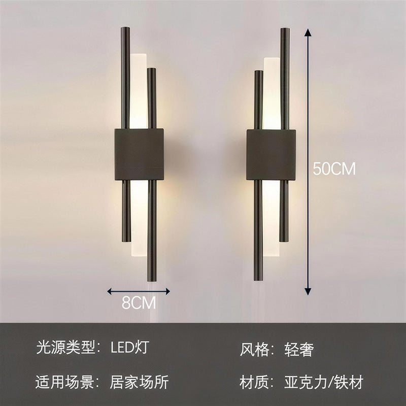 Italian normcore double pole long frosted soft light strip house staircase entrance living room background wall normcore linear wall lamp