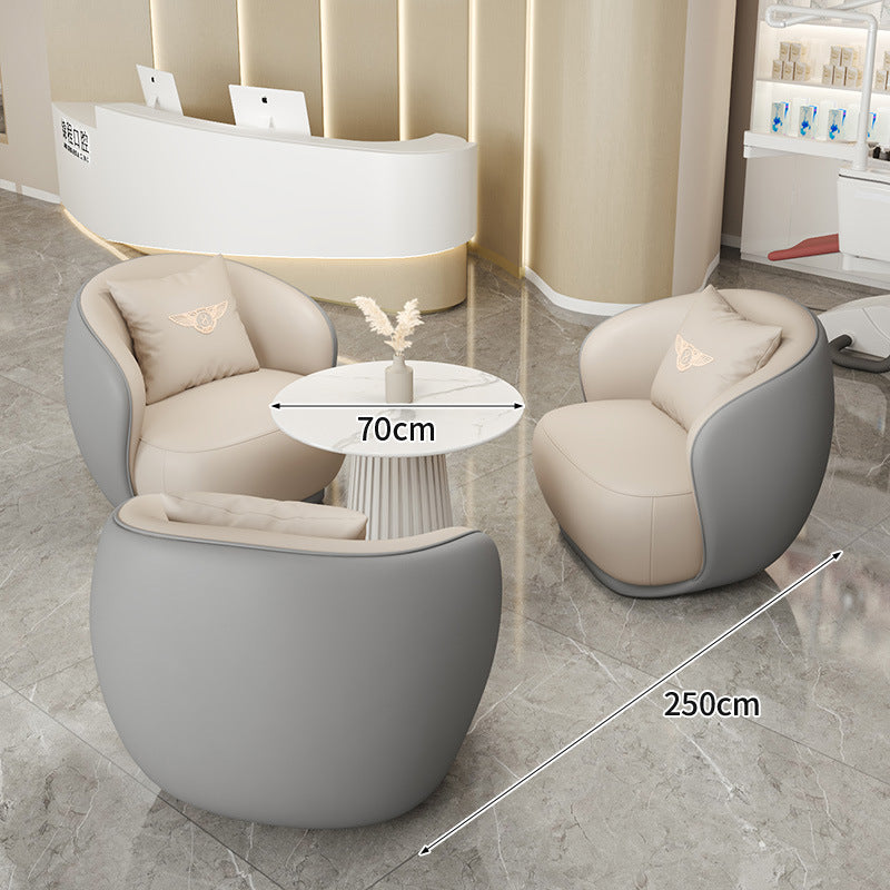 Cream style normcore slate leather corner table modern living room round small apartment size round coffee table sofa combination