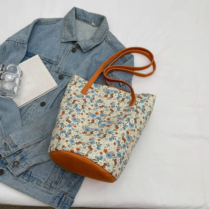 Design floral shoulder bag for women 2024new arrival high-looking canvas bag easiest for matchretro large capacity tote lazy style