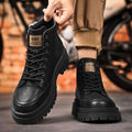 Men's martin boots: spring leather waterproof mid-cut athletic shoes, retro british style outdoor hiking work boots