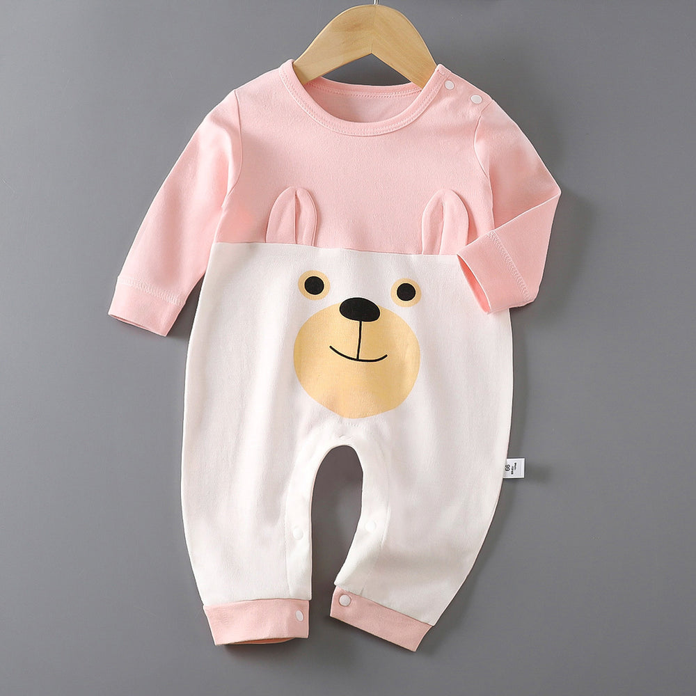 Baby long sleeves bag butt pure cotton breathable male and female baby spring & fall summer jumpsuit small monthly long climbing hoodie