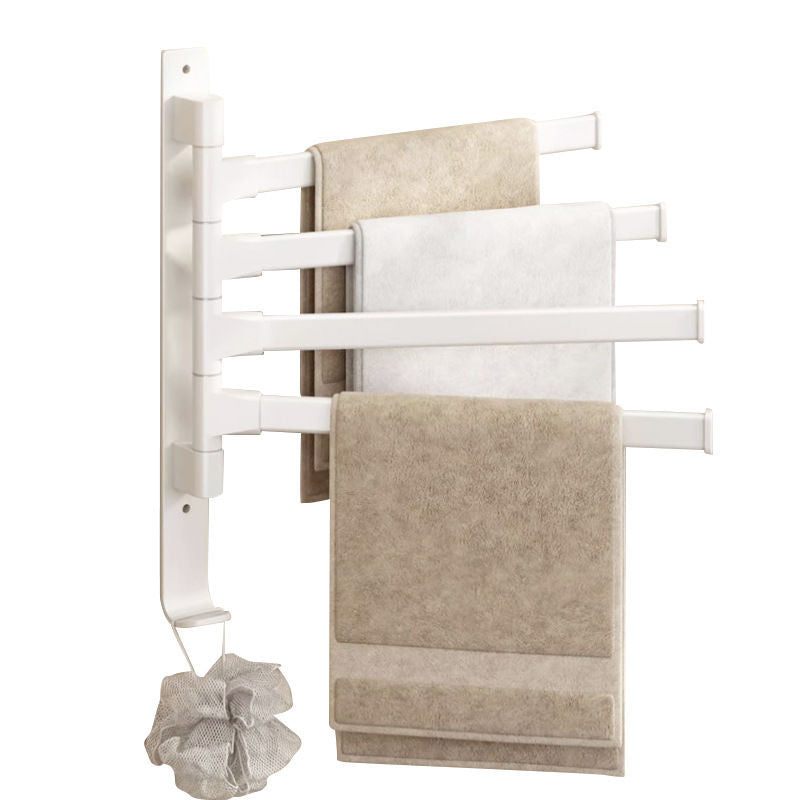 White rotating towel rack, no drilling required, bathroom shelf, towel bar, bathroom essential, towel storage rack