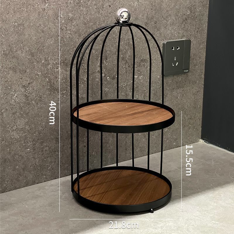 Classy medieval style cosmetics perfume multifunctional storage rack iron aromatherapy jewelry countertop double layer rack for home