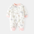 Babibele cotton jumpsuit for infants and young children 120g quilted fall and winter boneless khaki thin cotton thickened partial placket romper
