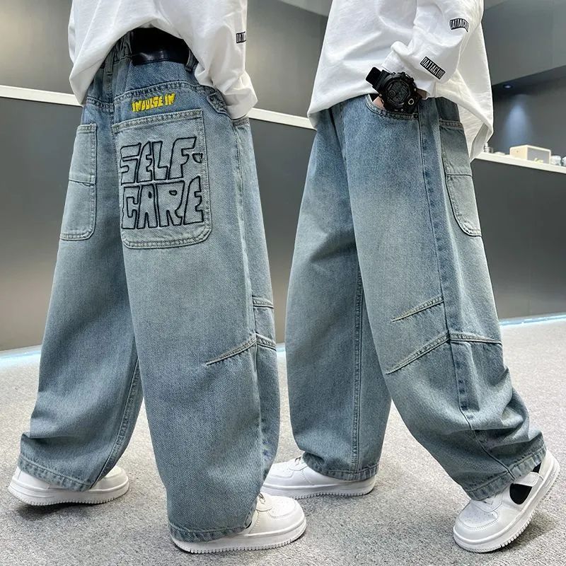 Boys' new autumn denim pants  - spring/autumn kids' pants, loose-fit, stylish boys' trousers for mid-to-large children