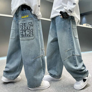 Boys' new autumn denim pants  - spring/autumn kids' pants, loose-fit, stylish boys' trousers for mid-to-large children